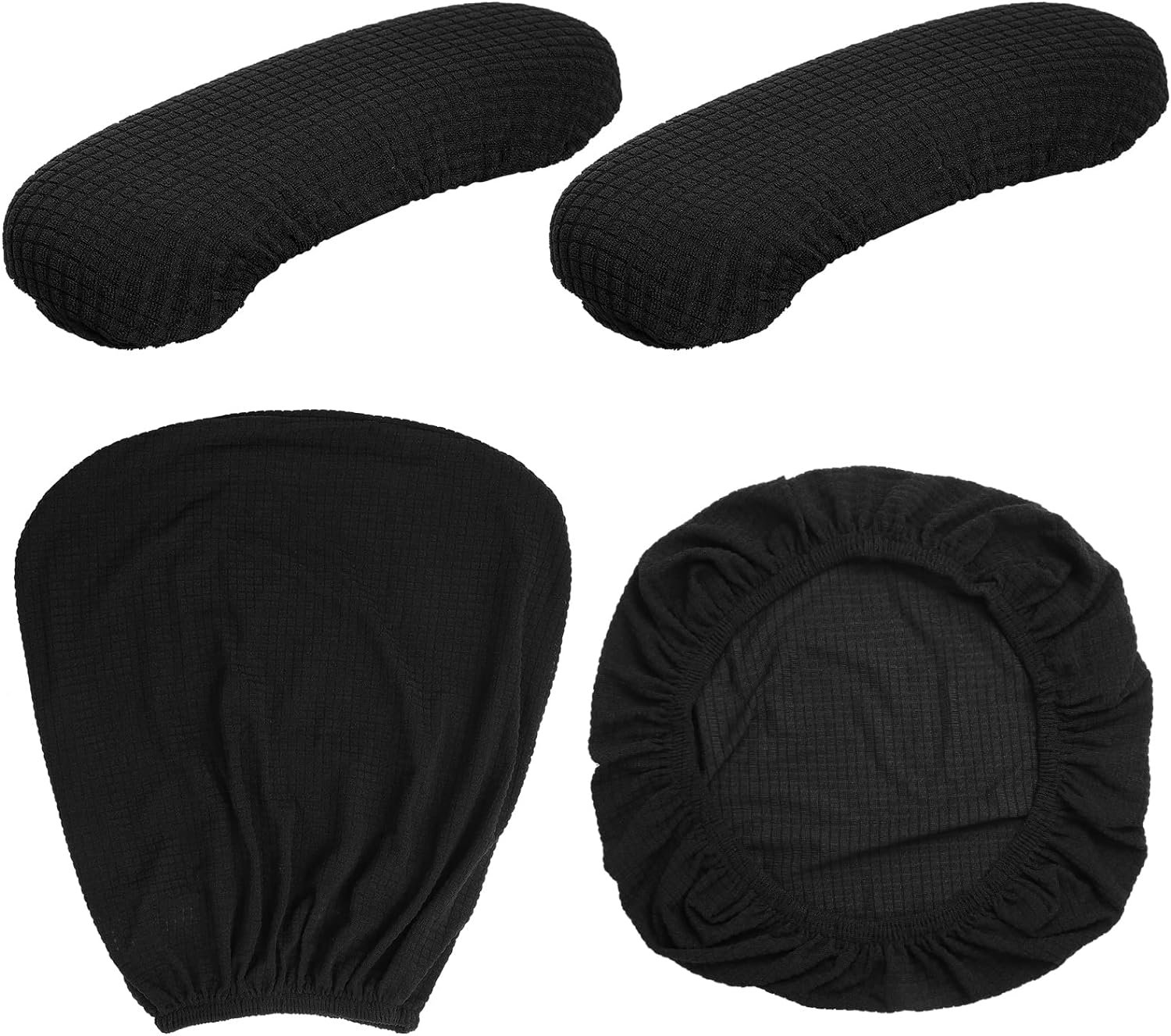 4 Pieces Computer Office Chair Covers Set Universal Protective  Stretchable Chair Seat Covers Desk Chair Armrest Covers Slipcovers Black Pads Office Cushion Backrest for Boss Rotating Chairs