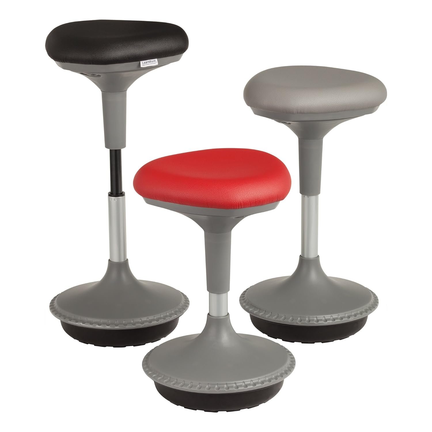 Adjustable Height Active Learning Stool - Padded Office Desk Chair with Rocking, Wobble, Tilting Motion - Grey