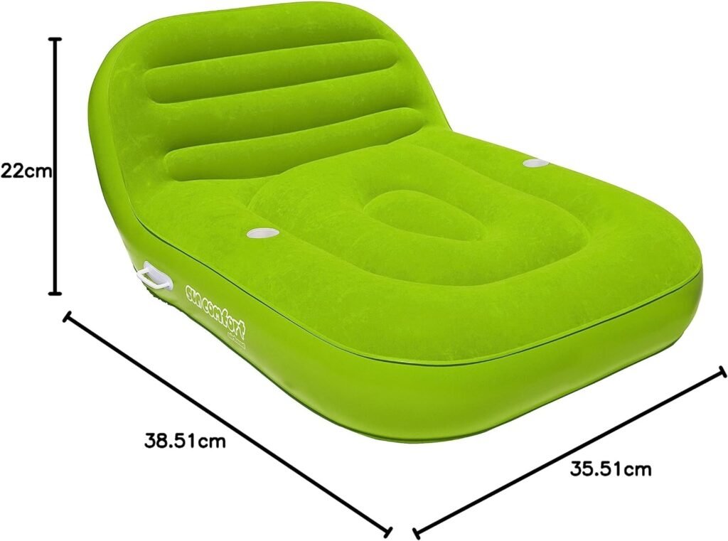 Airhead Sun Comfort Cool Suede Double Chaise Lounge Pool Float, Lake Chair