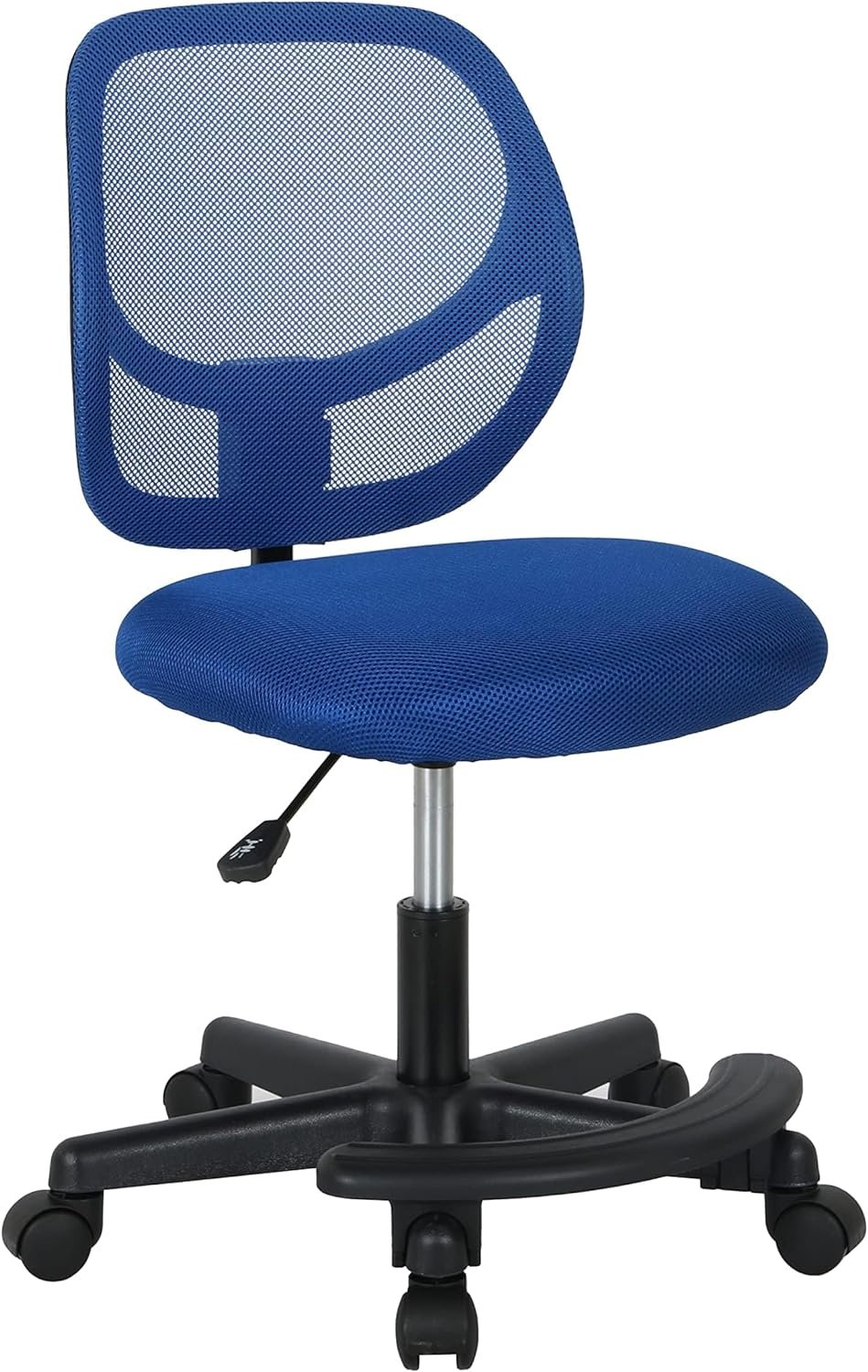 Amazon Basics Kids Adjustable Mesh Low-Back Swivel Study Desk Chair with Footrest, Blue