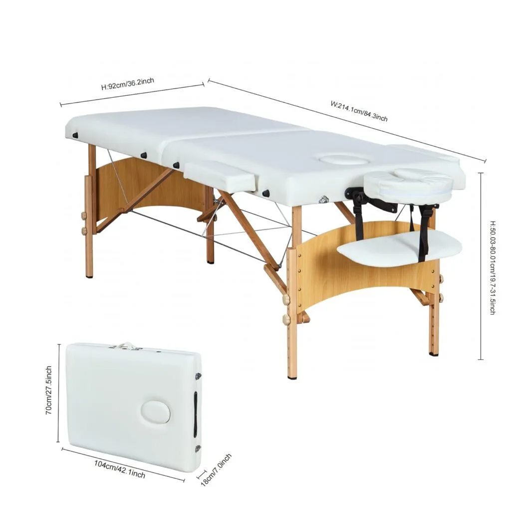 AmazonCommercial Portable Folding Massage Table with Carrying Case, 84, Cream