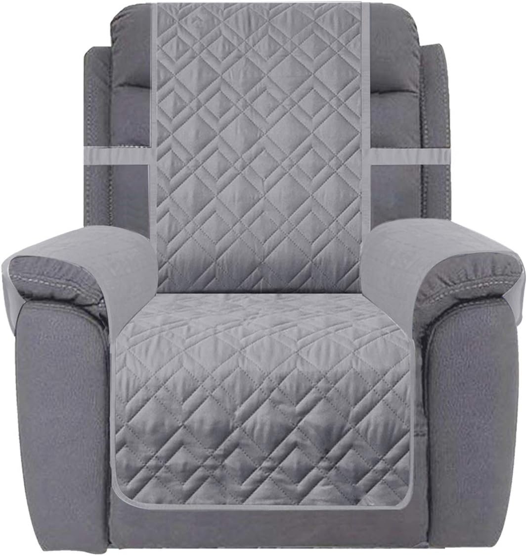 Ameritex Waterproof Nonslip Recliner Cover Stay in Place, Dog Chair Cover Furniture Protector, Ideal Recliner Slipcovers for Pets and Kids (23, Light Grey)