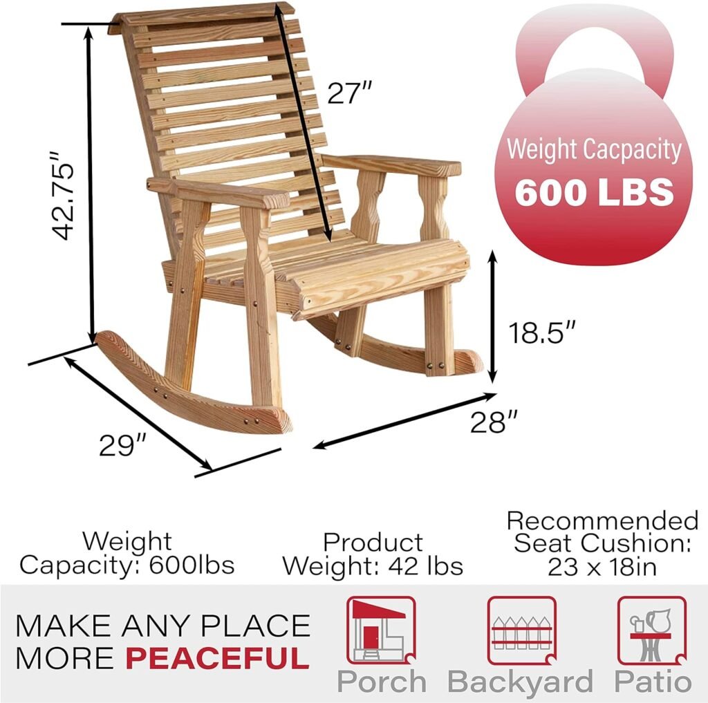 Amish Heavy Duty 600 Lb Roll Back Pressure Treated Rocking Chair (Unfinished)