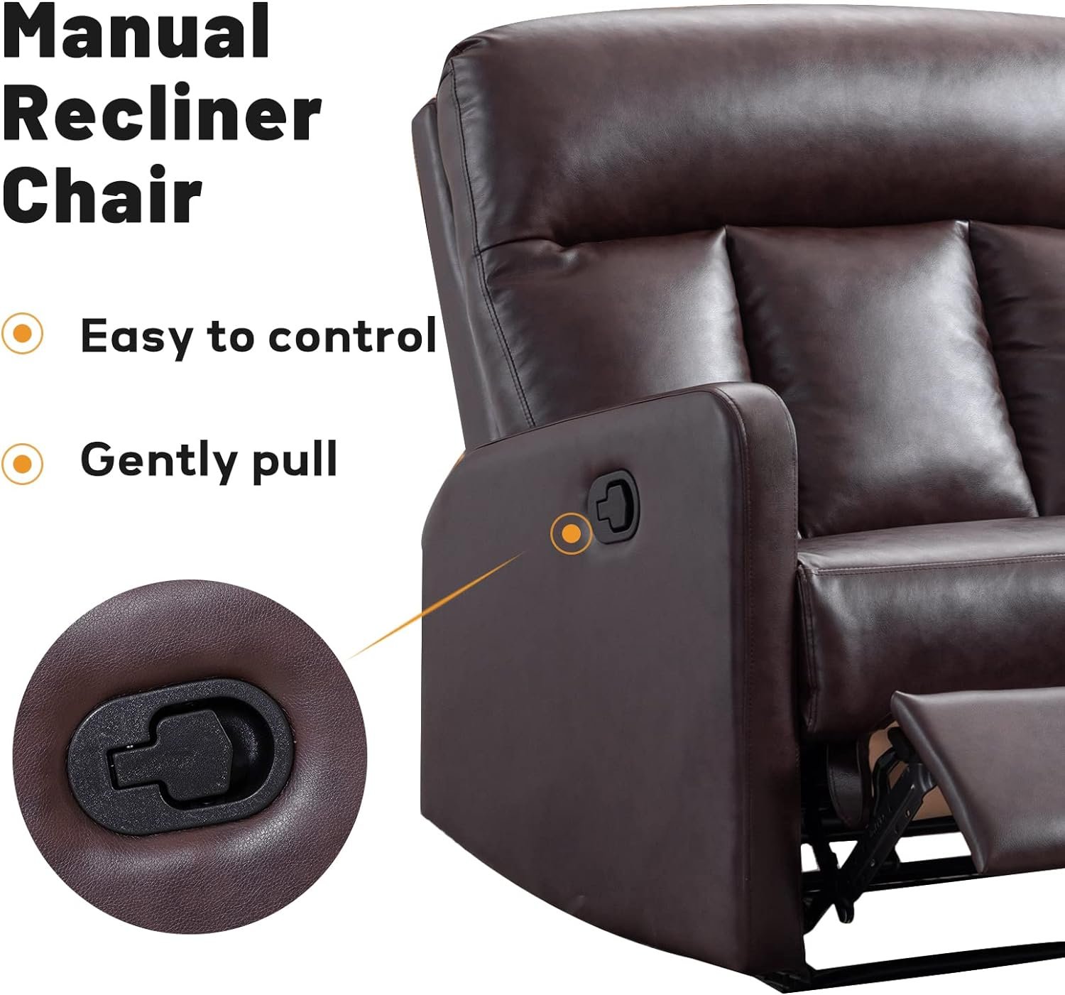 ANJ Oversized Wide Recliner Chair Faux Leather 2-Seater Recliners Roomy Manual Reclining Chairs for Living Room, Perfect for Pups to Sit Together, Brown