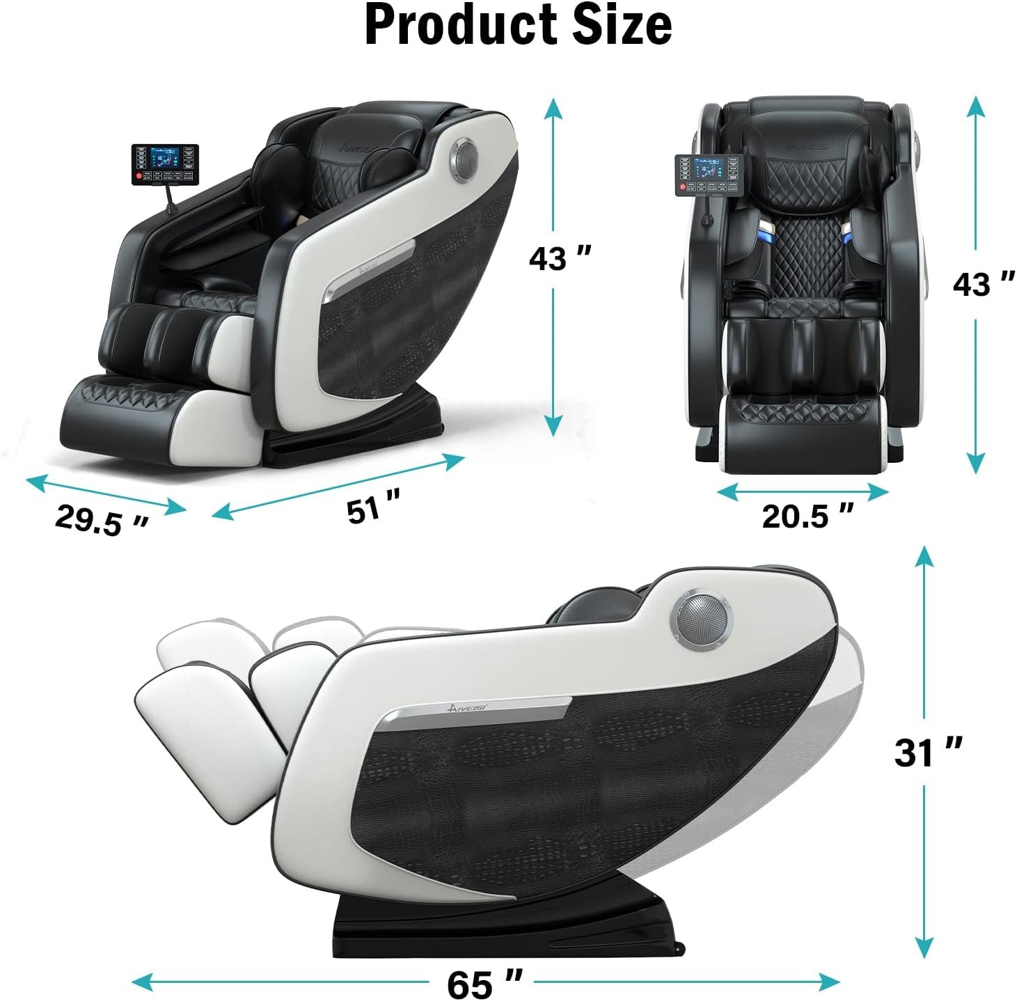 AOVOJRM Massage Chair,Full Body Zero Gravity Recliner with Bluetooth, Hip Heating, Foot Massage and Air Massage System for Home Office, for mom/dad (Black)