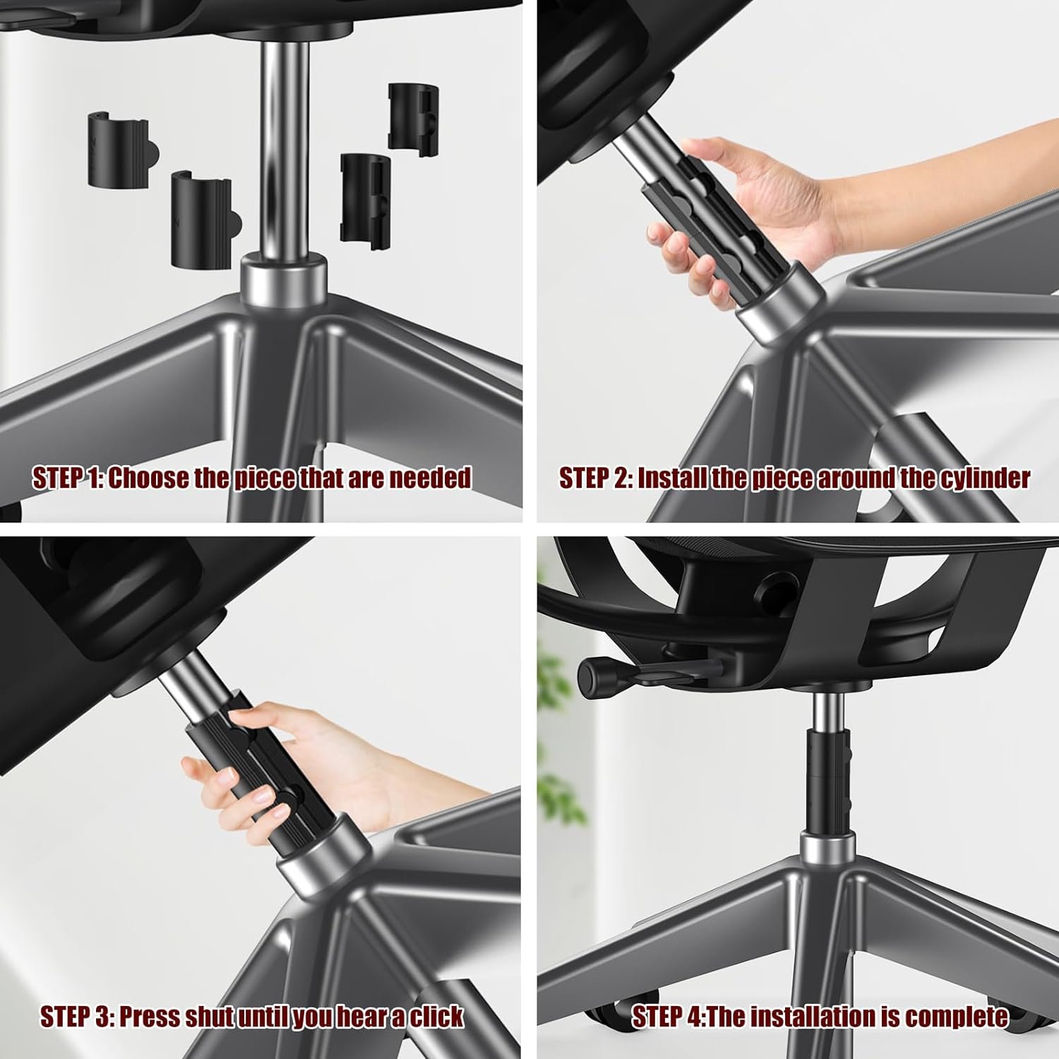 ARSUNOVO Office Chair Lifting Rod Fixing Pipe Clamp Connect the clamp to the large office chair cylinder piston to prevent the seat from sinking, with a variety of matching sizes and heights【Upgrade】