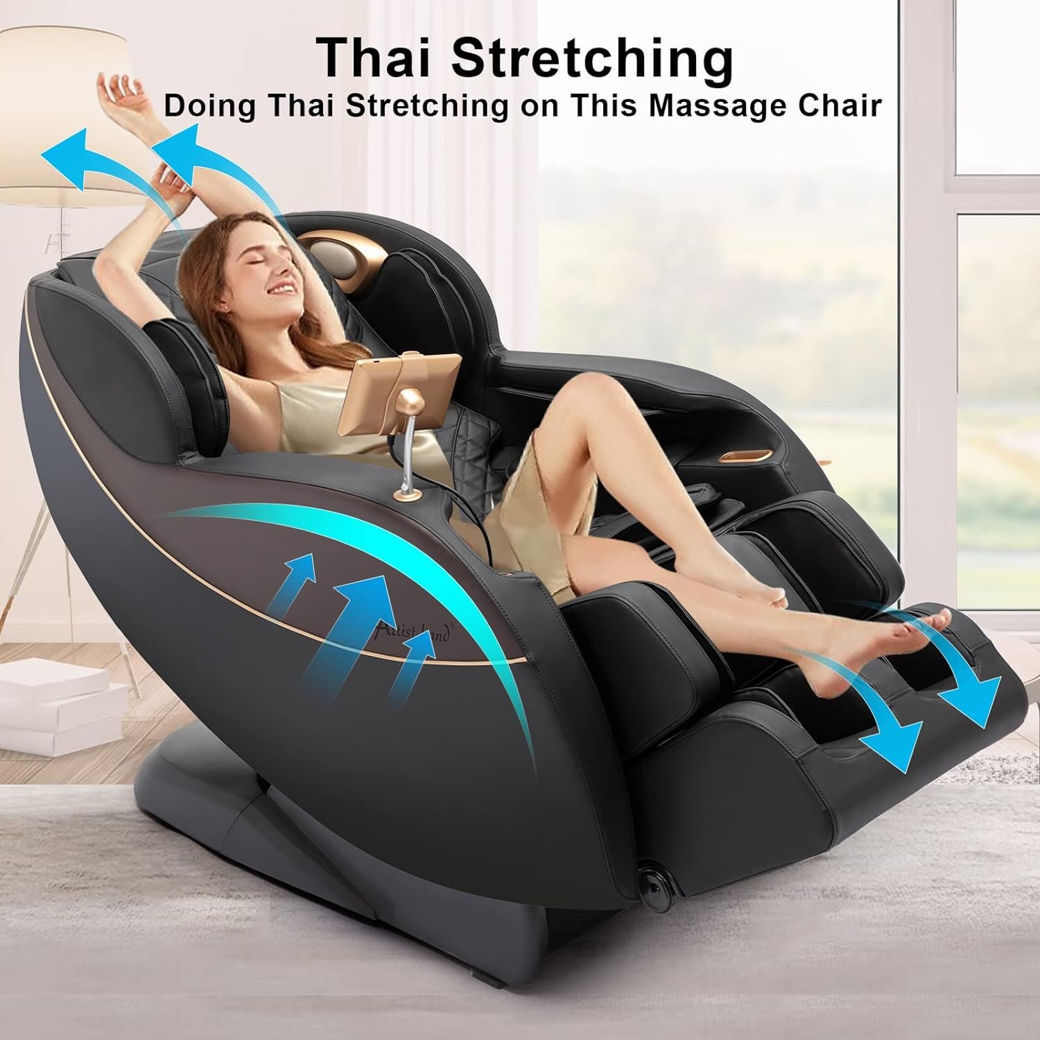 Artist hand 3D Zero Gravity Recliner Massage Chair with SL Track, Full Body Massage Chair with 6 Auto Modes  Thai Stretching,Backrest Heating,Airbag Massage,Bluetooth Speaker,USB Charging Jack,Black