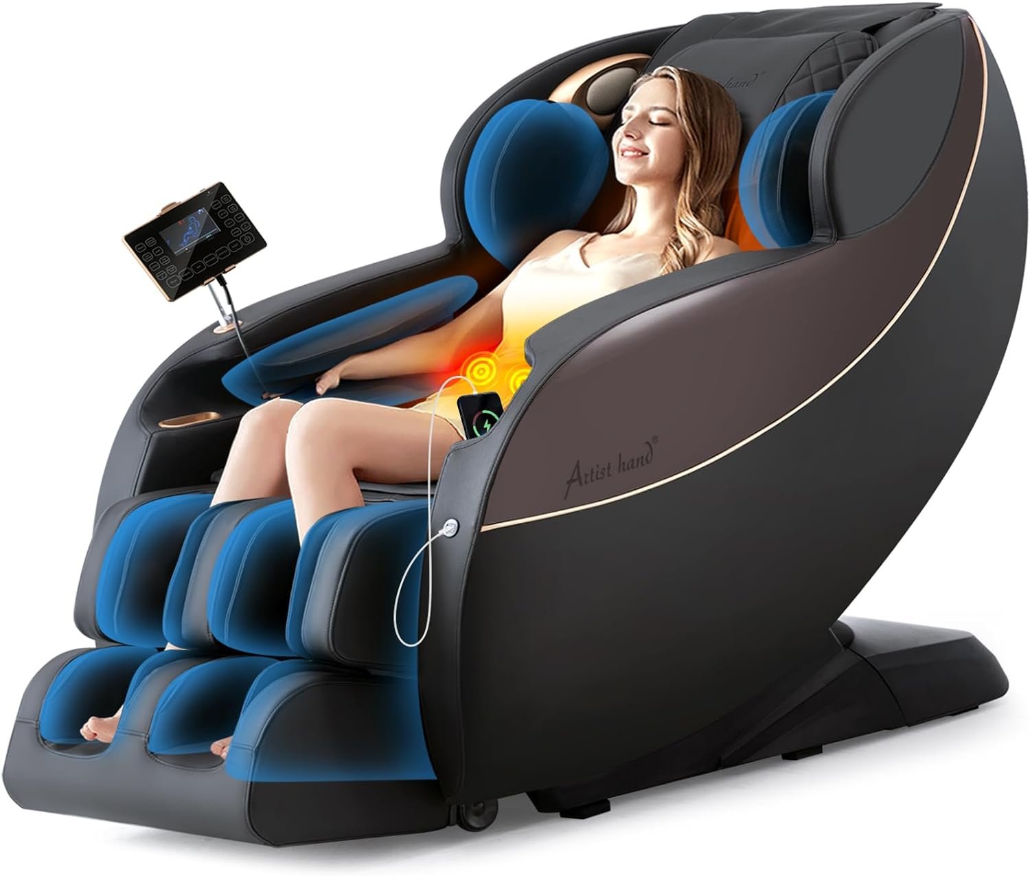 Artist hand 3D Zero Gravity Recliner Massage Chair with SL Track, Full Body Massage Chair with 6 Auto Modes  Thai Stretching,Backrest Heating,Airbag Massage,Bluetooth Speaker,USB Charging Jack,Black