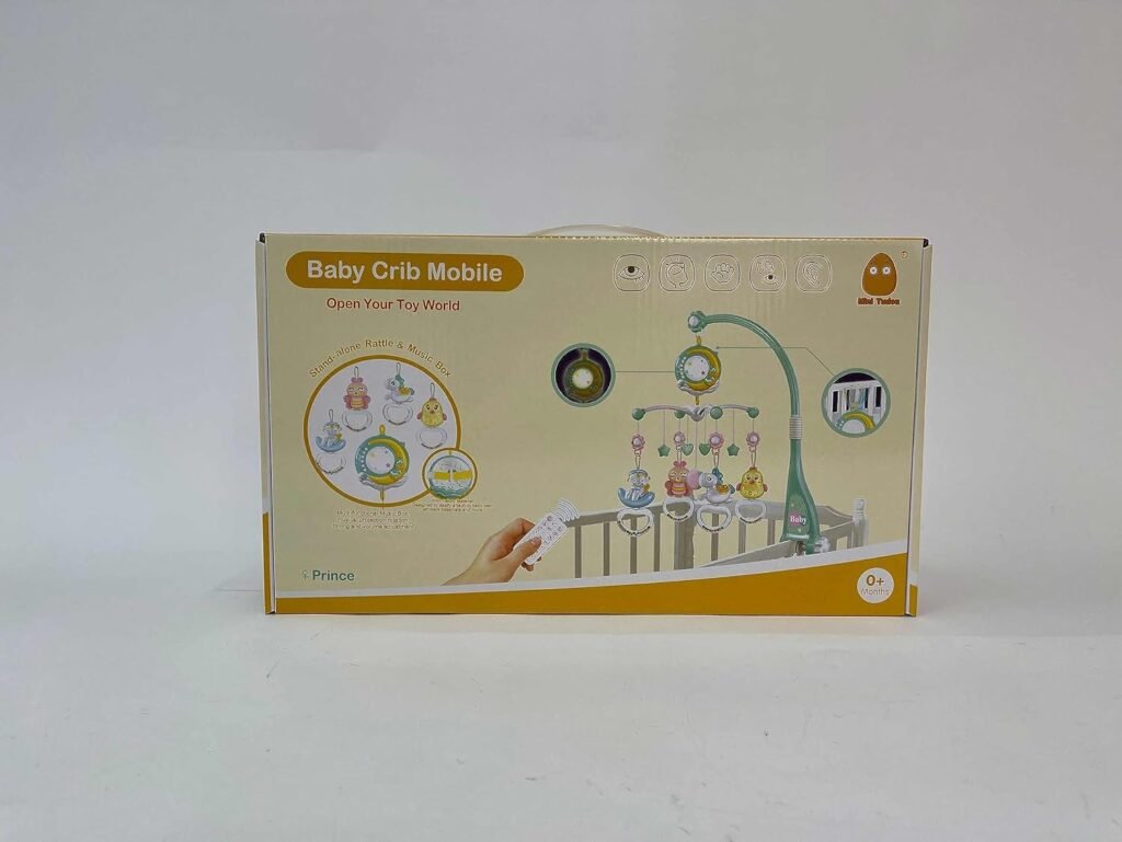 Baby Musical Crib Mobile with Timing Function Projector Lights,Stand-Along Rattles and 150 Melodies Music Box with Remote Control for Newborn 0-24 Months