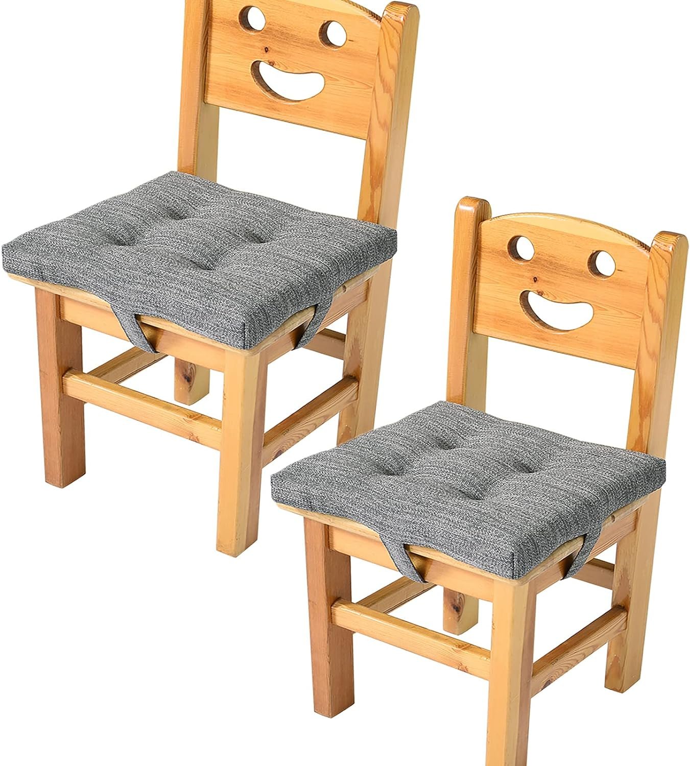 baibu Set of 2 Soft Kids Chair Pads 10 Inch Square Seat Cushion with Ties for School Chair/Wood Chairs - 2 Cushions Only(Gray, 10 (26CM))