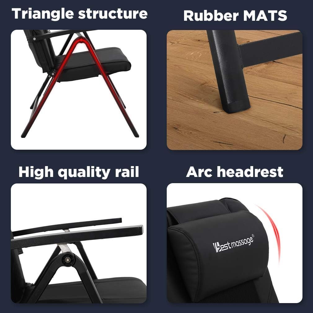 BestMassage Portable Recliner Chair with Heat Full Body Kneading Rollers Seat Neck Shoulder Back Massage for Office Home (Black)