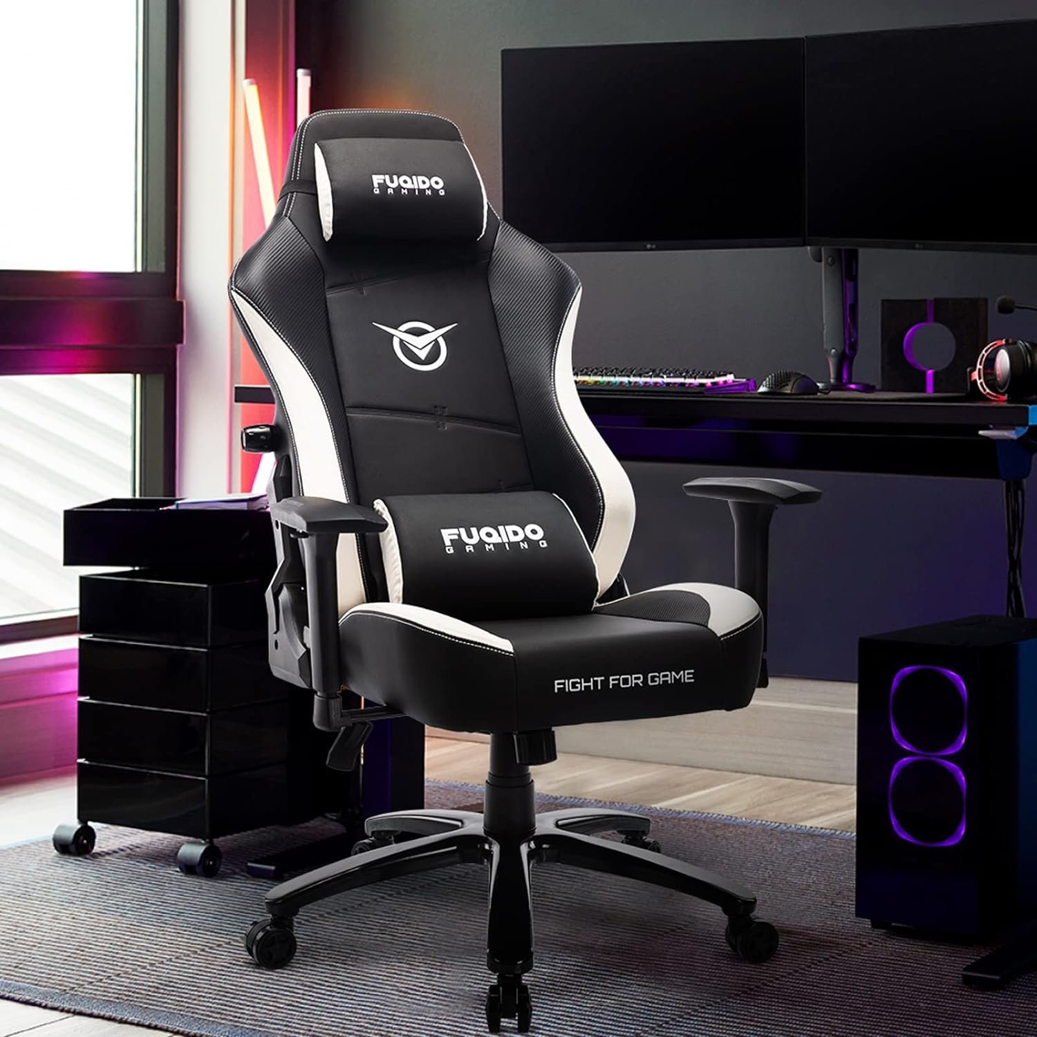 Big and Tall Gaming Chair 350lbs-Racing Computer Gamer Chair, Ergonomic Office PC Chair with Wide Seat, Lumbar Support, 3D Armrest for Adult Teens-Black