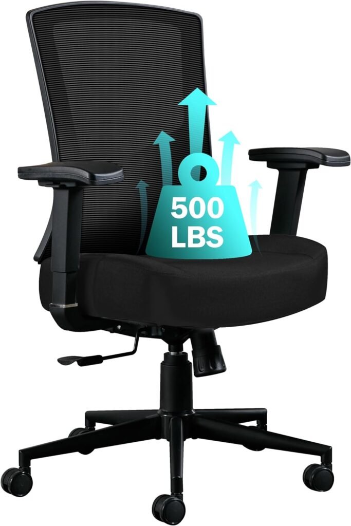 Blue Whale Big and Tall Office Chair 450lbs, Ergonomic High Back Computer Desk Chair for Heavy People with 2D Adjustable Waist Support and Heavy Duty Metal Base Mesh Chair