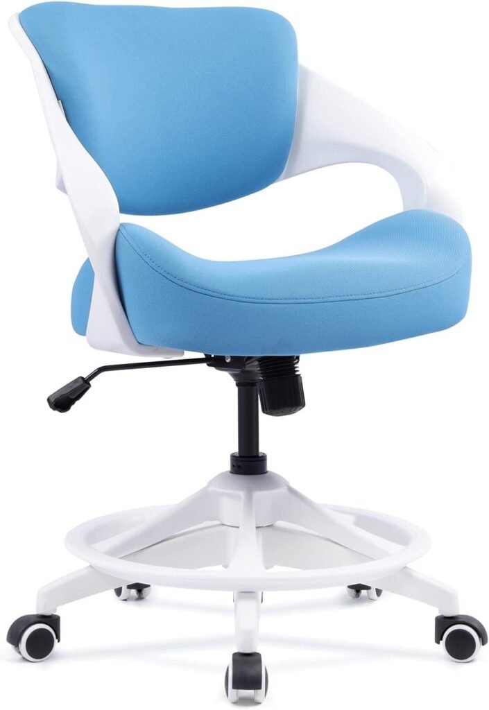 BOJUZIJA Ergonomic Office Computer Desk Kid Study Chair Waist Support Function Swivel 360° for HomeOffice (Blue)