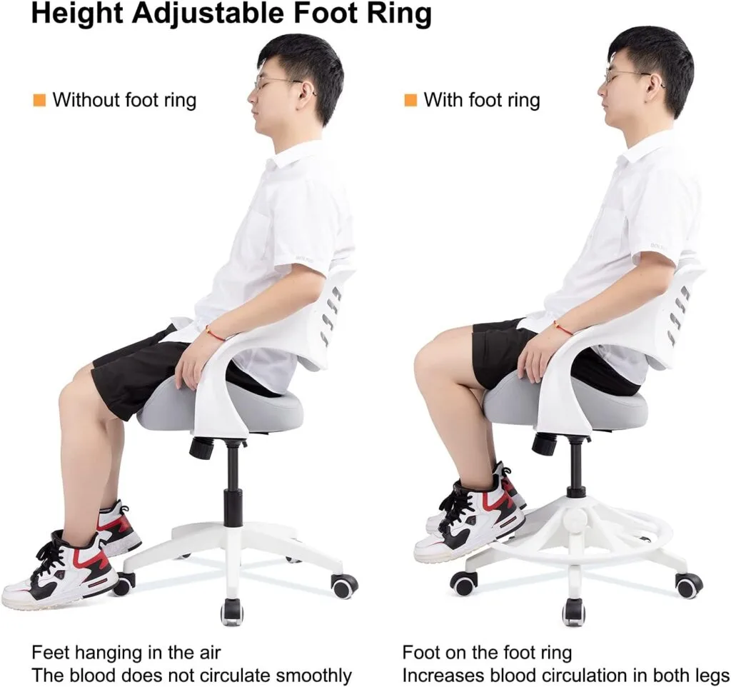 BOJUZIJA Ergonomic Office Computer Desk Kid Study Chair Waist Support Function Swivel 360° for HomeOffice (Blue)