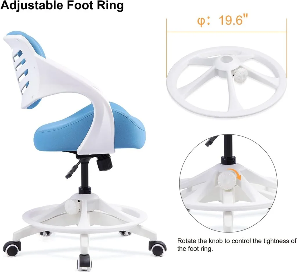 BOJUZIJA Ergonomic Office Computer Desk Kid Study Chair Waist Support Function Swivel 360° for HomeOffice (Blue)