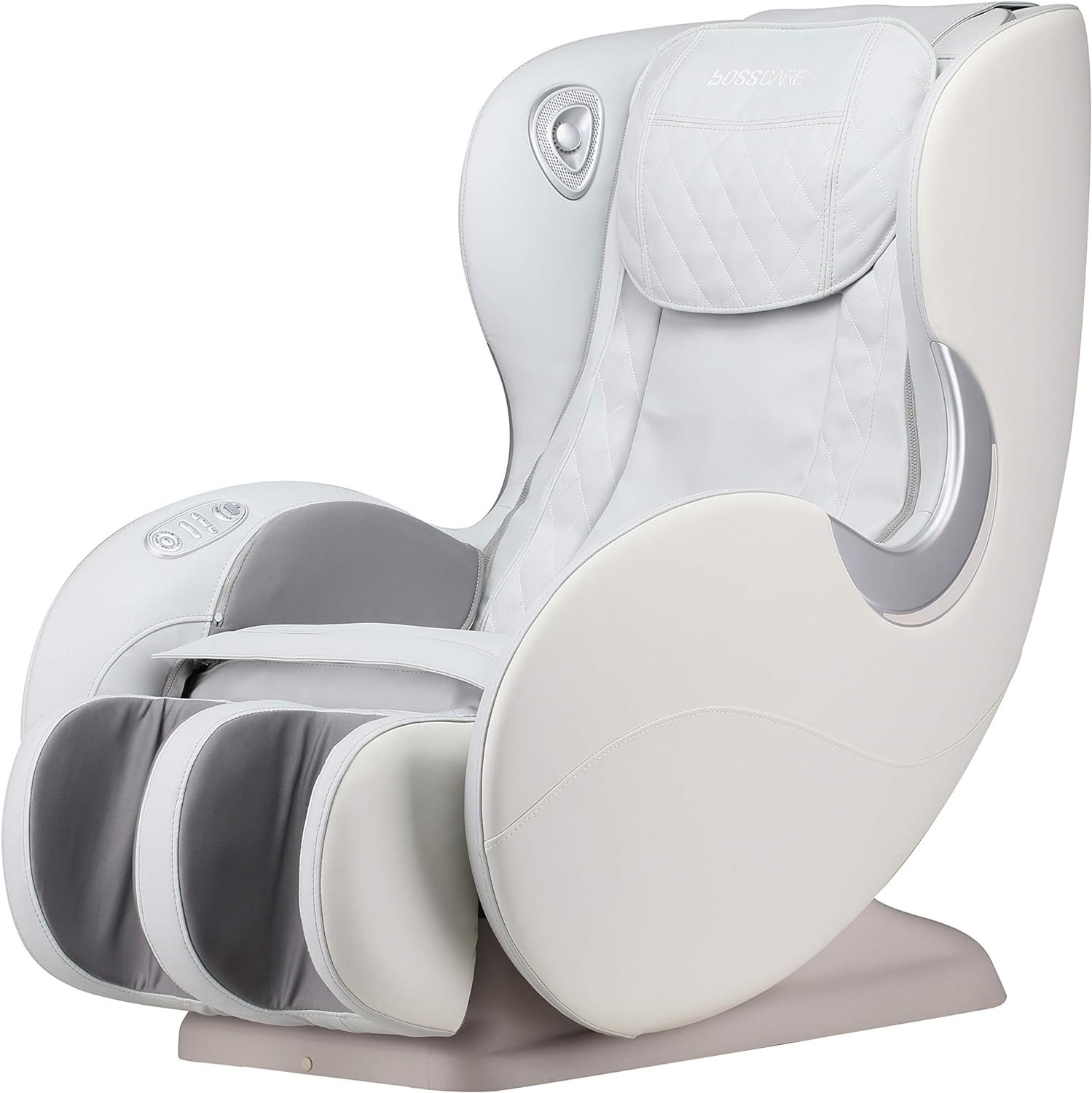 BOSSCARE Small Massage Chairs SL Track Full Body Massage Recliner, Shiatsu Recliner, Space-Saving Design, Zero Gravity, Bluetooth Speaker (Light Grey GR8526 LED)