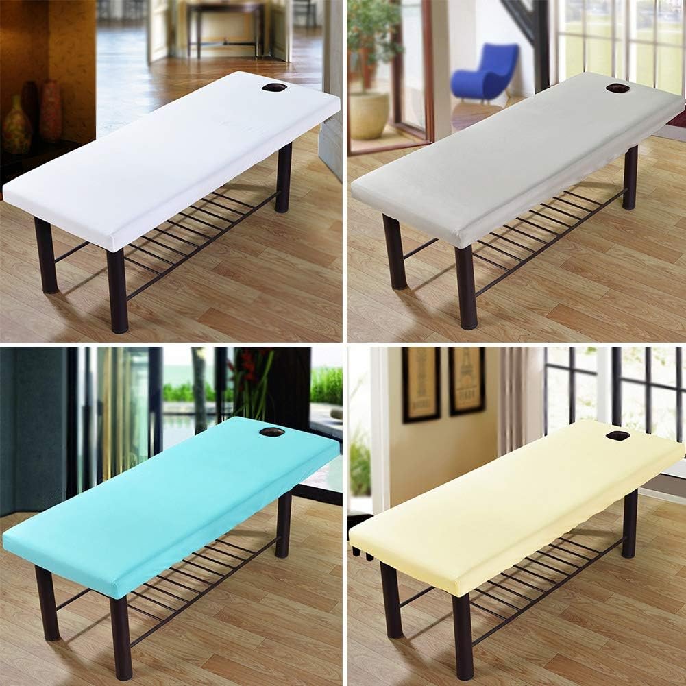 CALIDAKA Massage Bed Cover, Massage Table Protective Cover, Elastic All-Round Wrap Fitted Massage Couch Sheet with Forepart Hole, Massage Table Sheet Set for Beauty Salon Spa