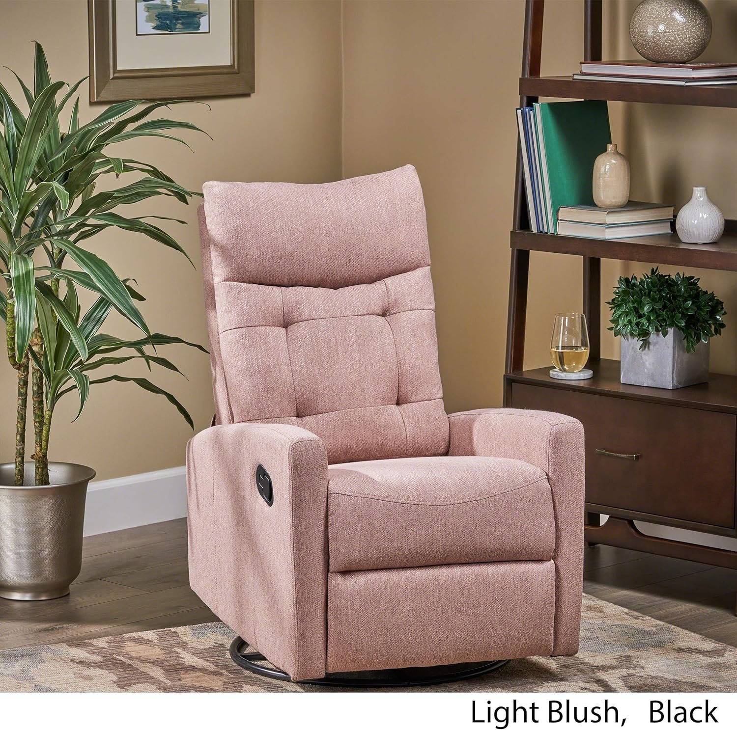 Christopher Knight Home Ishtar Glider Swivel Push Back Nursery Recliner, Beige, Black