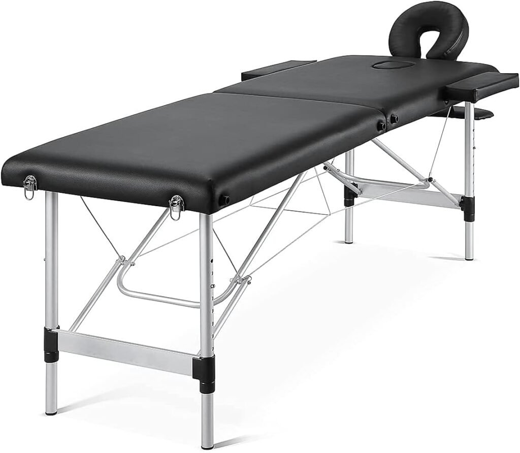 CHRUN Massage Table Portable Massage Bed Lash Bed SPA Bed Facial Table 2 Section Aluminum Height Adjustment Carrying Bag  Accessories for Home