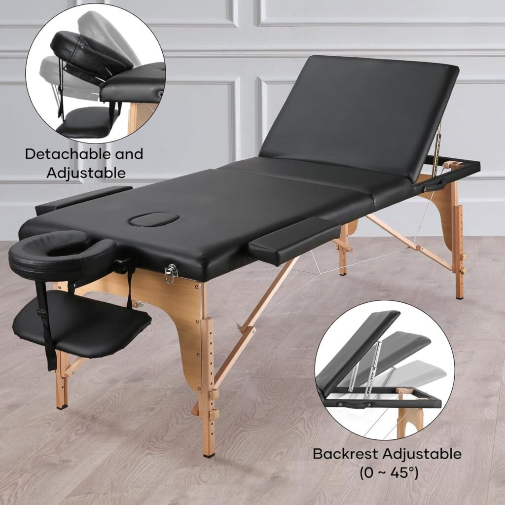 CHRUN Portable Massage Table Massage Bed Lash Bed SPA Bed 84 in Height Adjustment Professional to 496LBS Lightweight Carry Case  Accessories