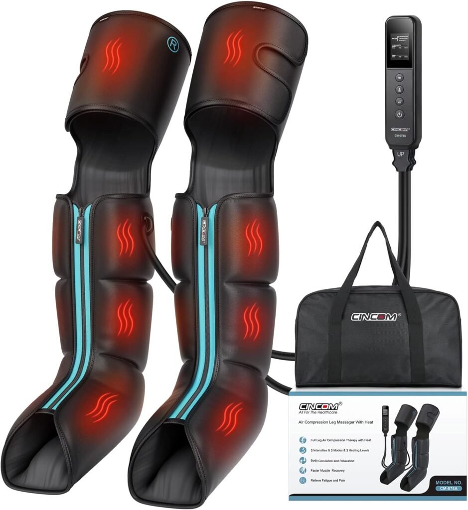 CINCOM Leg Massager - Upgraded Foot Calf Thigh Massager with Heat and Compression for Circulation and Pain Relief(FSA or HSA Eligible) : Health  Household