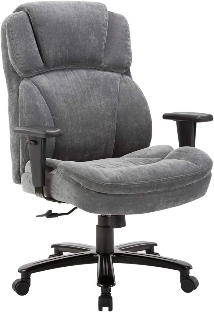 CLATINA Ergonomic Big and Tall Executive Office Chair with Upholstered Swivel 400lbs High Capacity Adjustable Height Thick Padding Headrest and Armrest for Home