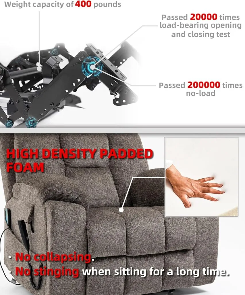 Cobplns 26 in Extra Wide ReclinerOverstuffed Chair, 400lb Weight Capacity 180° Adjustment Comfort Large Recliner Lift Chair with Water Cup Holder, Full Body Massage, Lumbar Heating(Grey) Cobplns 26 in Extra Wide ReclinerOverstuffed Chair, 400lb Weight Capacity 180° Adjustment Comfort Large Recliner Lift Chair with Water Cup Holder, Full Body Massage, Lumbar Heating(Grey)