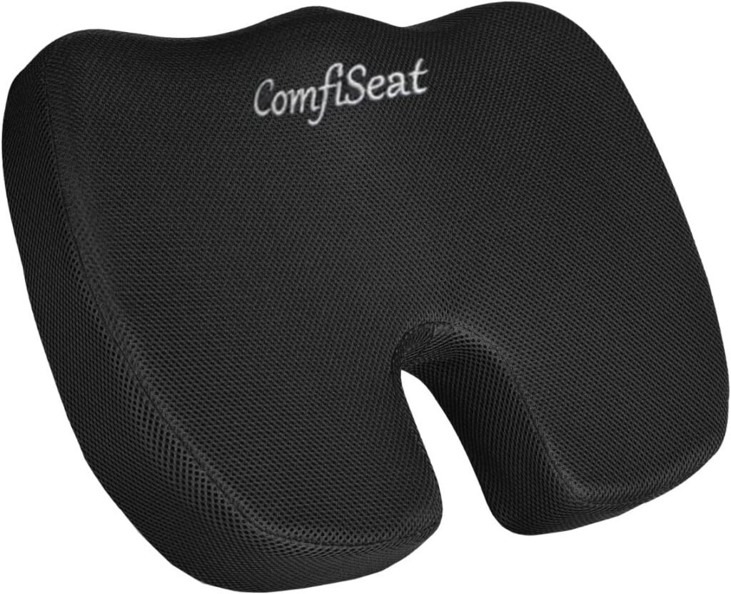 ComfiSeat Seat Cushion, Ergonomic Design with Cooling Gel and Memory Foam for Office/Home, Car and Wheel Chair Seats