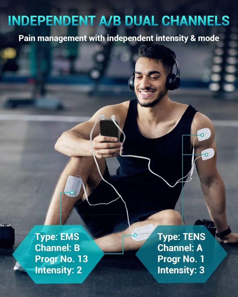 Comfytemp TENS Unit Muscle Stimulator for Pain Relief Therapy, TENS Machine with 24 Modes and DIY, Dual Channel EMS Unit, Pulse Muscle Massager for Back, Shoulder, Sciatica, Knee, 10 Electrode Pads Comfytemp TENS Unit Muscle Stimulator for Pain Relief Therapy, TENS Machine with 24 Modes and DIY, Dual Channel EMS Unit, Pulse Muscle Massager for Back, Shoulder, Sciatica, Knee, 10 Electrode Pads