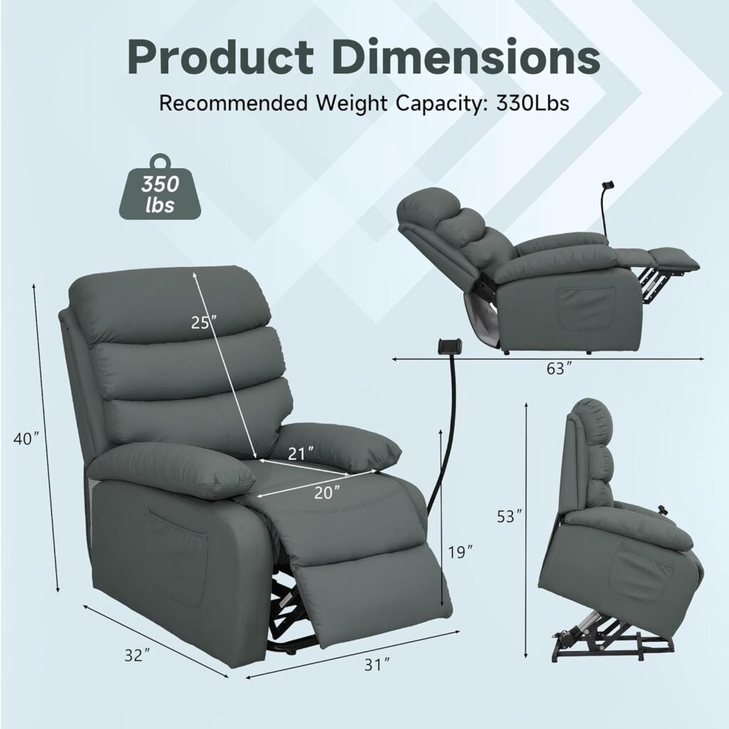 Cooexult Lift Chair Recliner, Power Lift Recliner Chair with Side Pocket for Elderly, Micro Leather Recliner Lift Chair with Remote Control for Living Room, Bedroom (Malibu Beige)