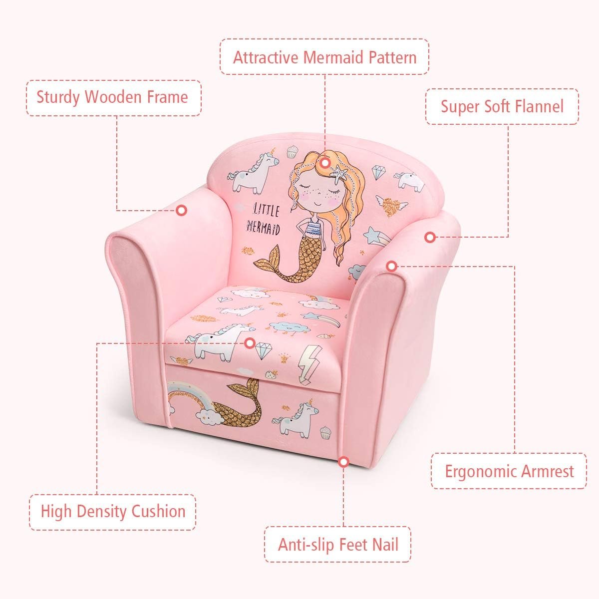 Costzon Kids Sofa with Pattern, Toddler Furniture w/Sturdy Wood Construction for Boys  Girls, Armrest Couch for Preschool Children, Lightweight Sofa Chair, Dinosaur