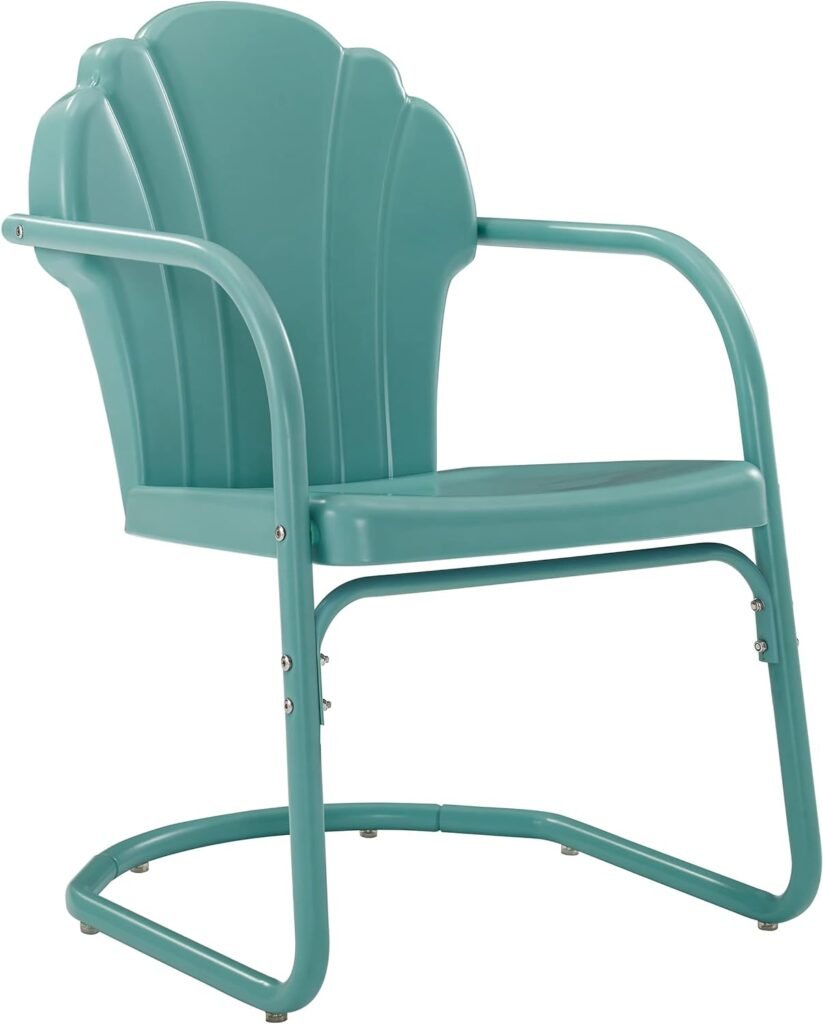 Crosley Furniture CO1029-BL Tulip Retro Outdoor Metal 2-Piece Armchair Set, Pastel Blue Satin