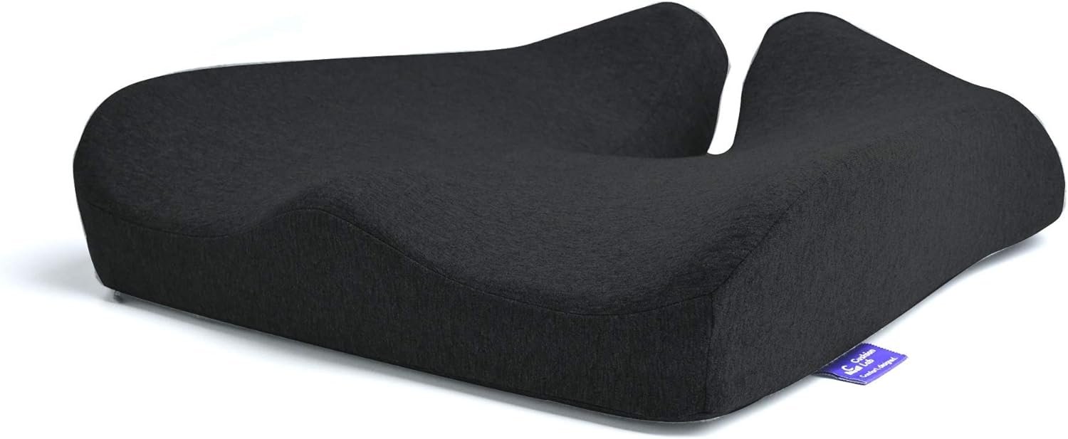 Cushion Lab Patented Pressure Relief Seat Cushion for Long Sitting Hours on Office  Home Chair - Extra-Dense Memory Foam for Soft Support. Car Pad for Hip, Tailbone, Coccyx, Sciatica - Black