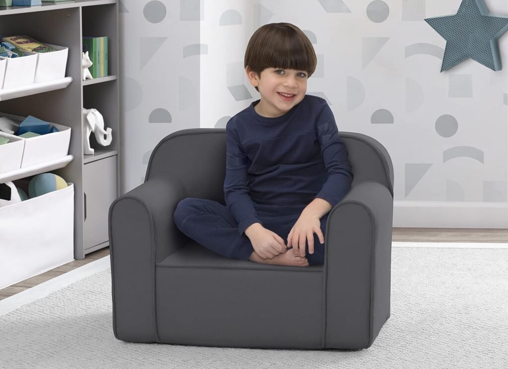 Delta Children Cozee Chair for Kids for Ages 18 Months and Up, Dark Grey