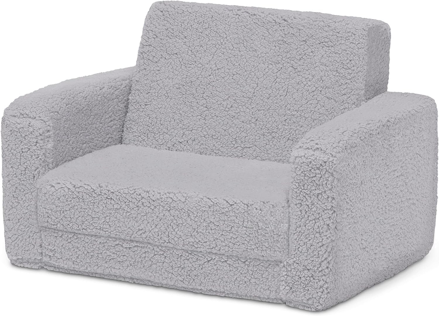 Delta Children Cozee Flip-Out Sherpa 2-in-1 Convertible Chair to Lounger for Kids, Cream