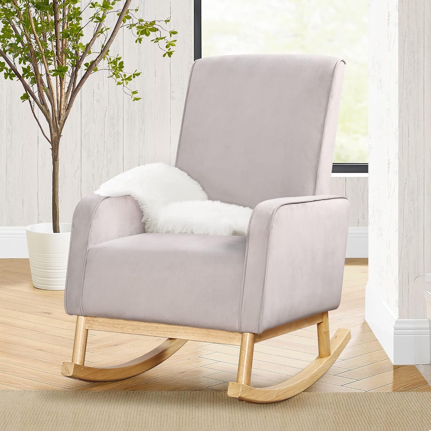 Delta Children Drew Rocking Chair, Cloud Grey w/Natural