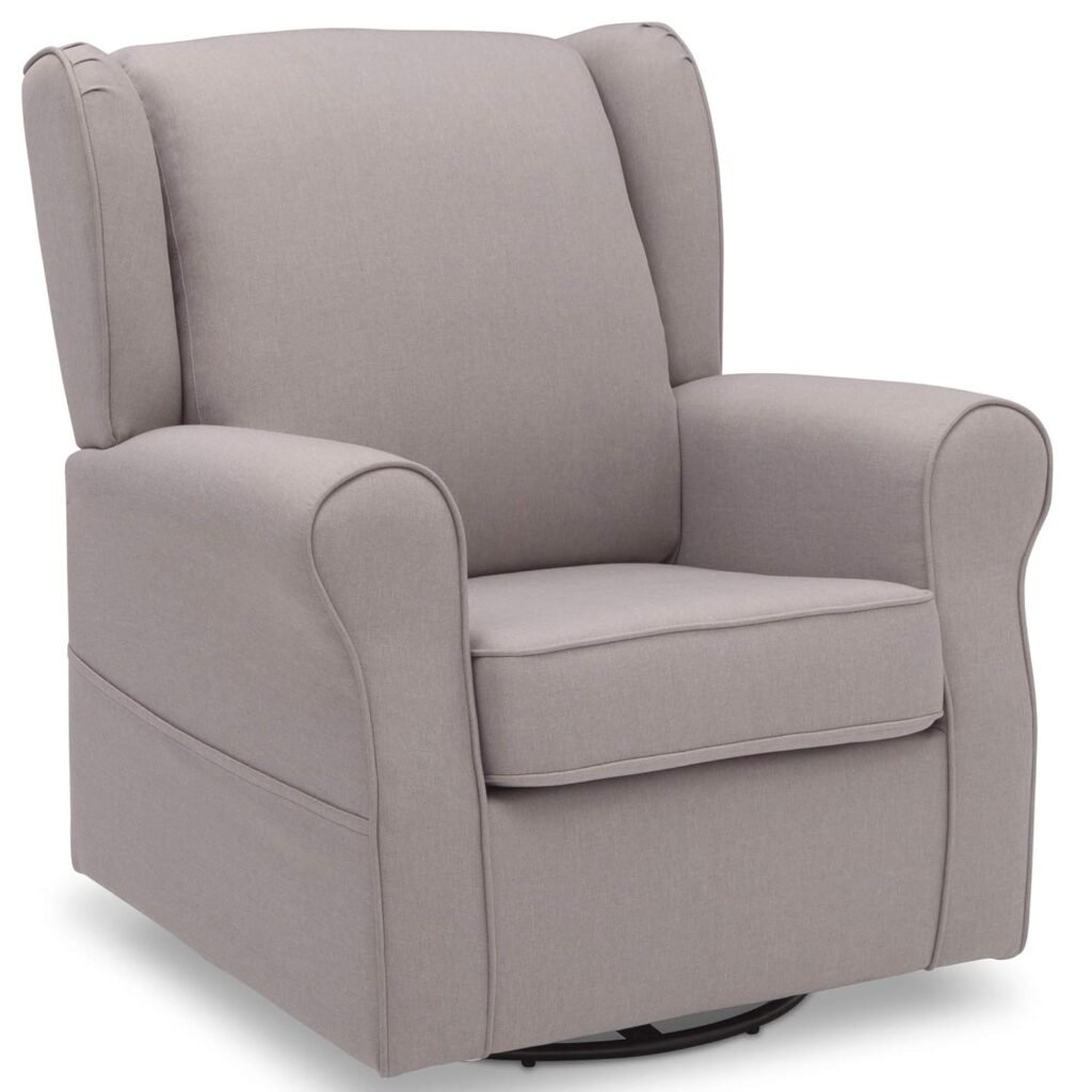 Delta Children Reston Nursery Glider Swivel Rocker Chair, French Grey