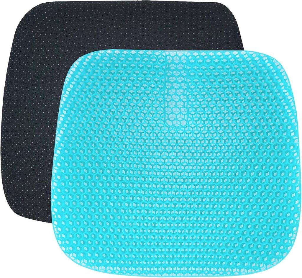 Desoxivi Gel Seat Cushion for Office Chair, Super Breathable Honeycomb Design Comfort Support for Lower Back, Spine, Hips, Multi-Use Seat Cushion with 1 Non-Slip Cover