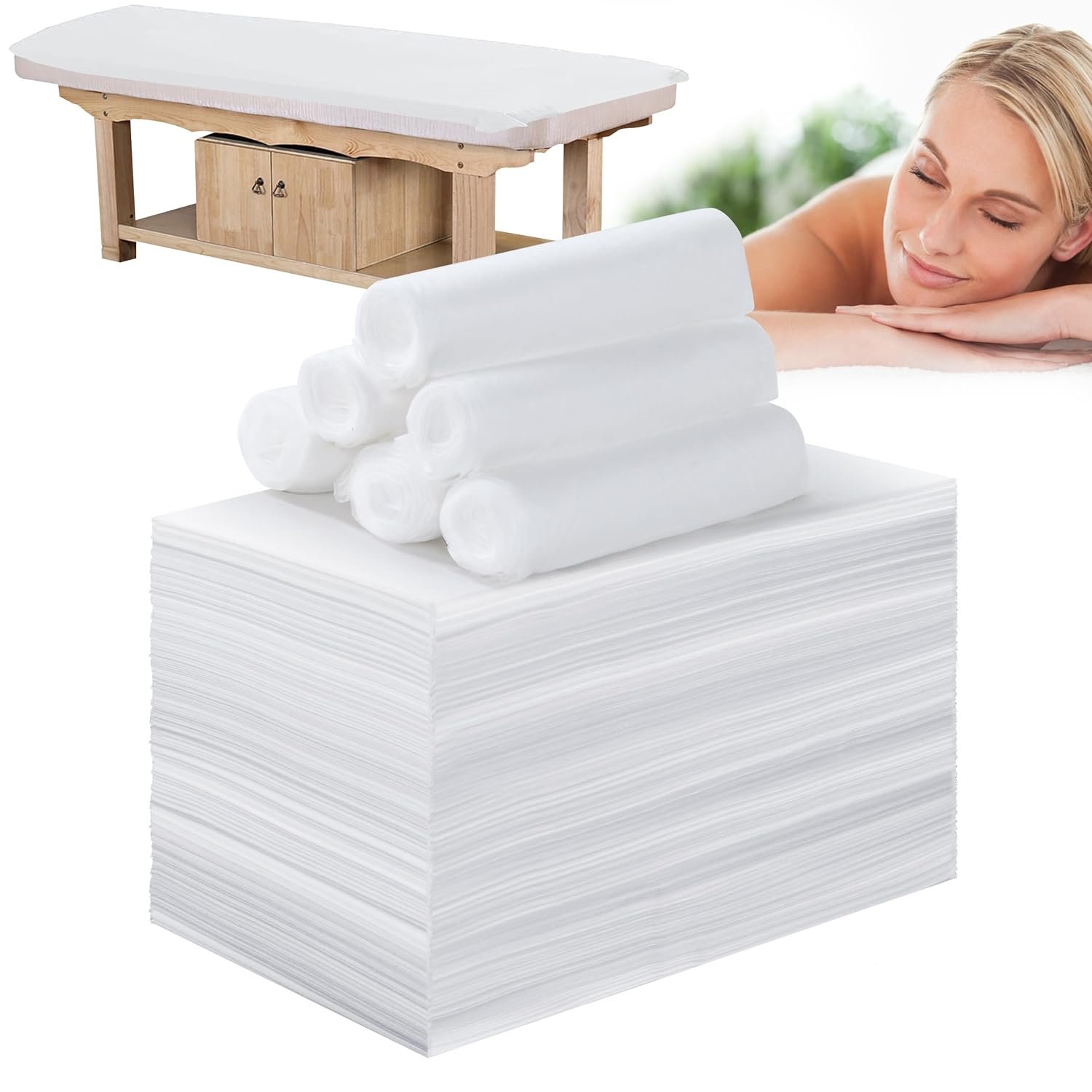 Disposable Bed Sheets for Massage Table 100 Pcs 31 x 71 Waterproof Massage Table Sheet Soft Non Woven Fabric SPA Bed Cover Breathable for Massage Beauty Tattoos(White)