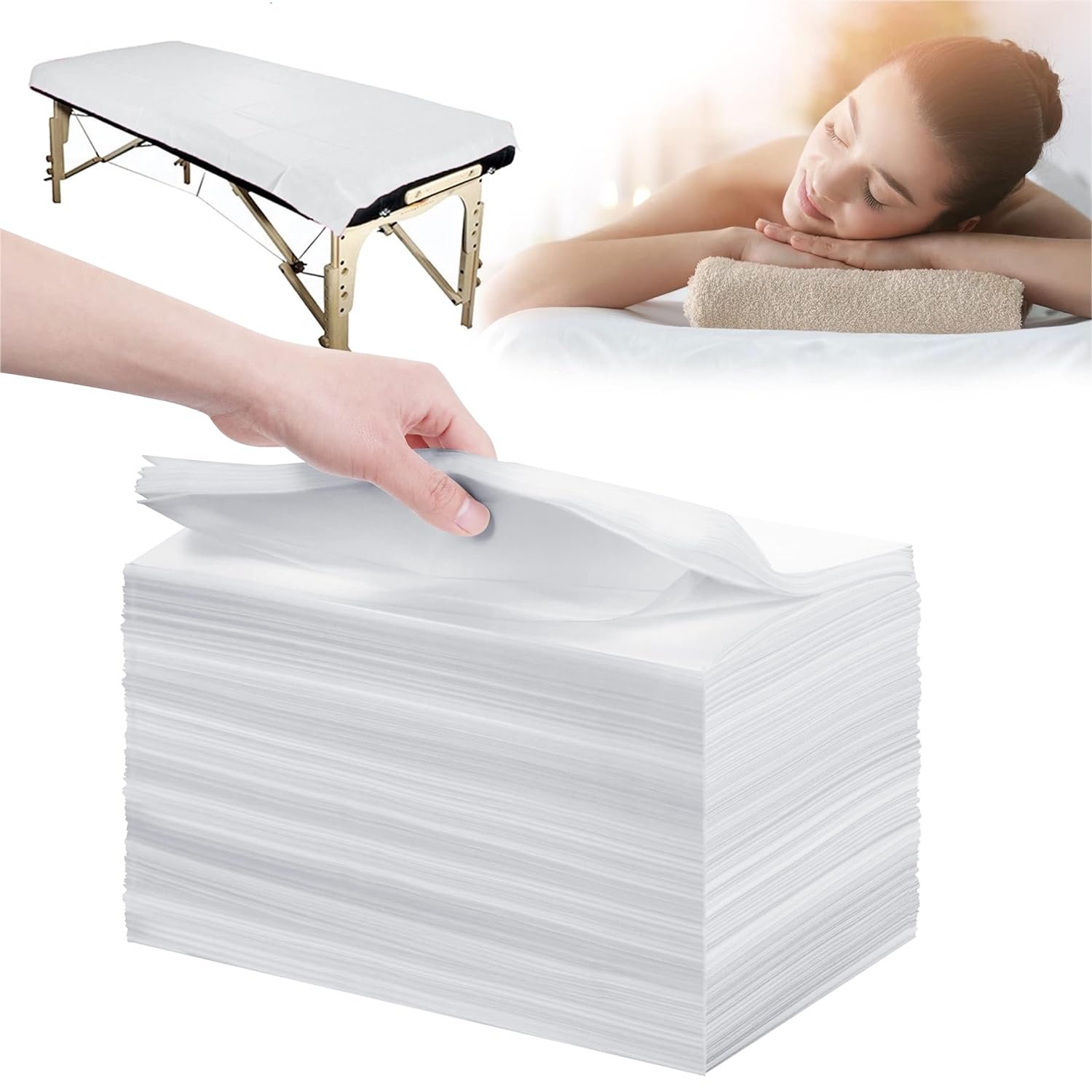 Disposable Massage Bed Sheets Waterproof Table Sheets Bed Covers for Spa Tatto Salon Lash Bed Cover,Esthetician Supplies (Thickened 20pcs white A)