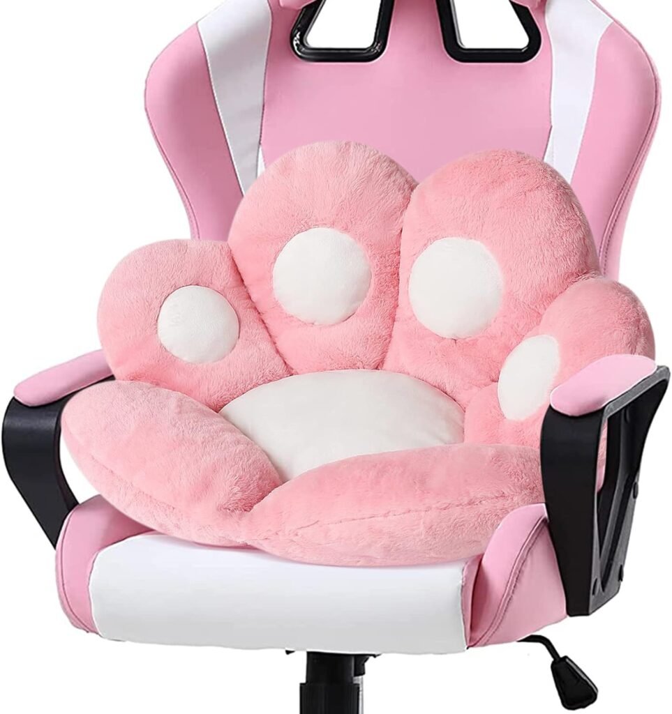 Ditucu Cat Paw Cushion Kawaii Chair Cushions 27.5 x 23.6 inch Cute Stuff Seat Pad Comfy Lazy Sofa Office Floor Pillow for Gaming Chairs Room Decor Pink