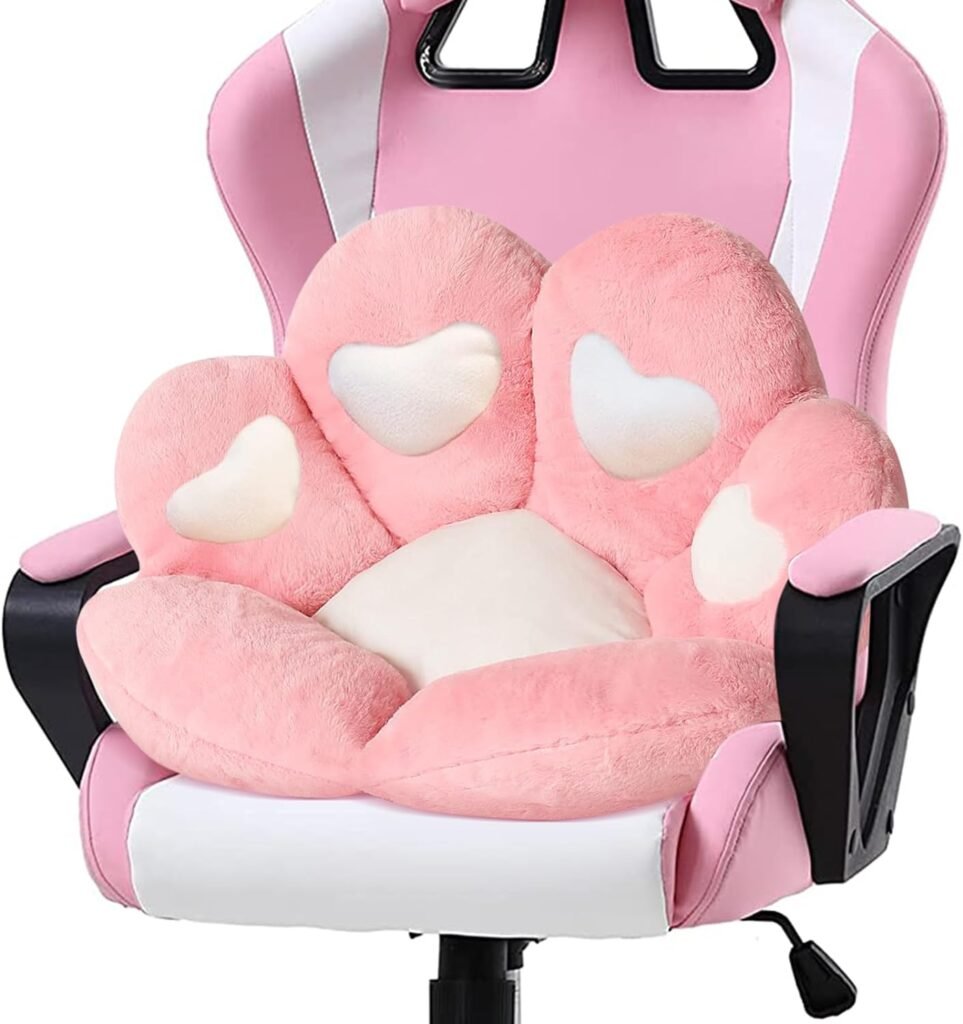 Ditucu Cat Paw Cushion Kawaii Chair Cushions 27.5 x 23.6 inch Cute Stuff Seat Pad Comfy Lazy Sofa Office Floor Pillow for Gaming Chairs Room Decor Pink