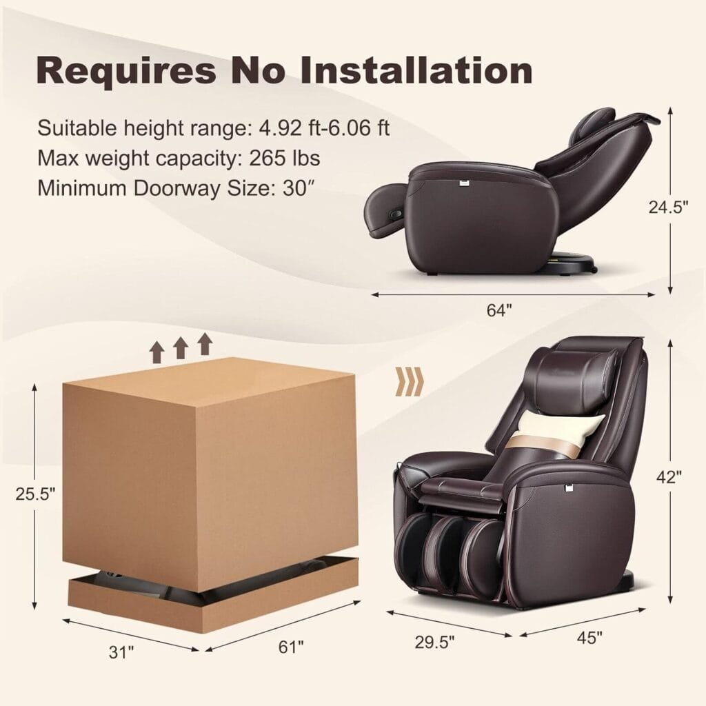DOUBAO Full Body SL Track Zero Massage Chair w/Pillow Reversible Footrest Heat