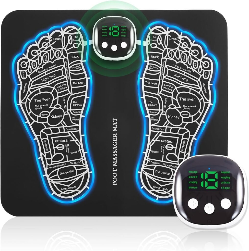 EMS Foot Massager Mat -Foot Massager Pad for Pain Plantar Relief, Muscle Relaxation, Foldable Legs  Feet Massager Pad with 8 Modes, 19 Levels : Health  Household