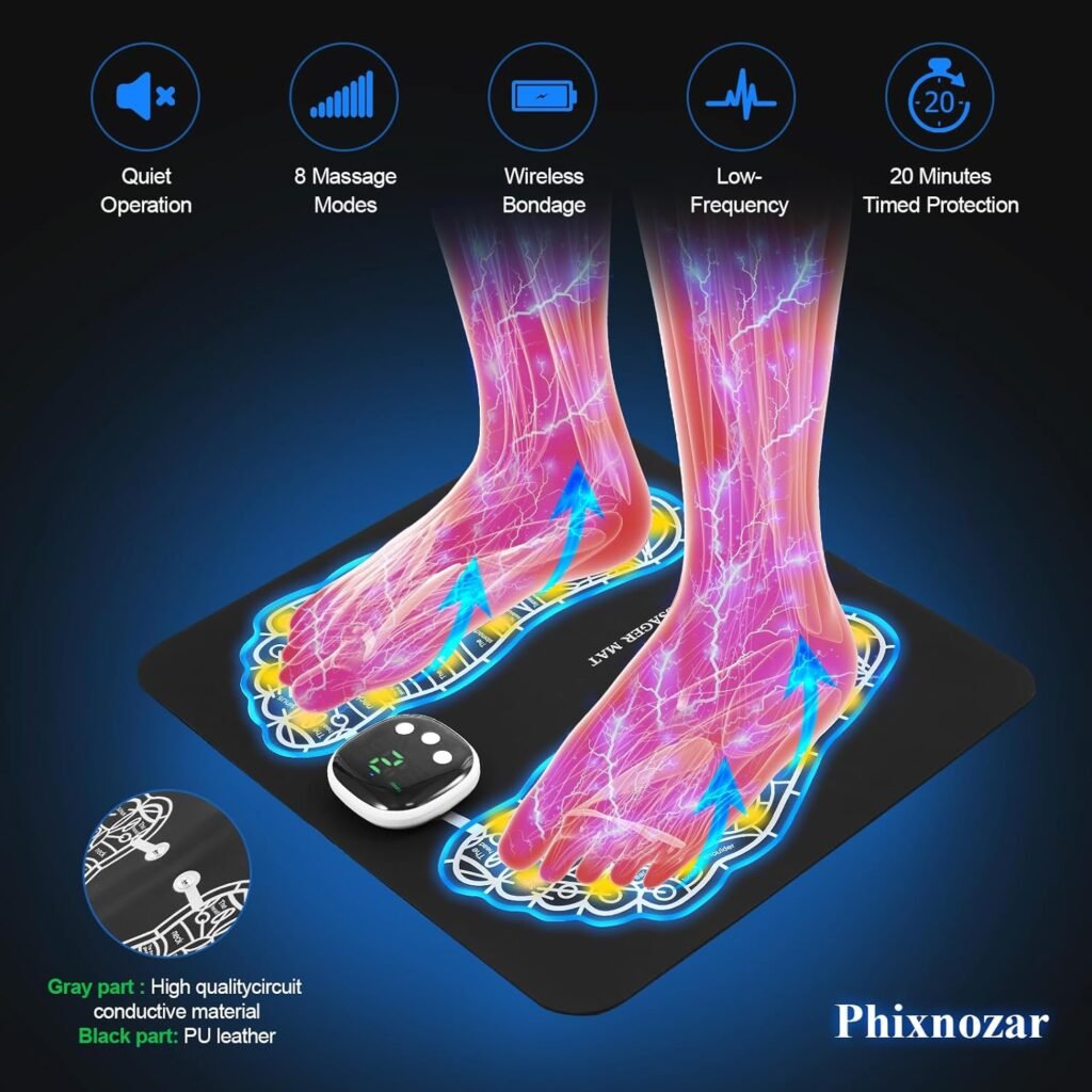 EMS Foot Massager Mat -Foot Massager Pad for Pain Plantar Relief, Muscle Relaxation, Foldable Legs  Feet Massager Pad with 8 Modes, 19 Levels : Health  Household