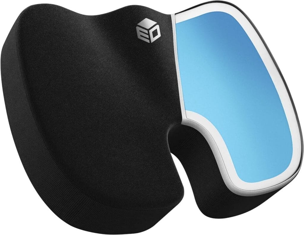 EpicDev Comfort Gel Seat Cushion for Tailbone Pain Relief - Non-Slip Ergonomic Cold Gel and Memory Foam for All-Day Sitting Support - Office Chairs, Wheelchair Cushion, Car Seat (Gel)