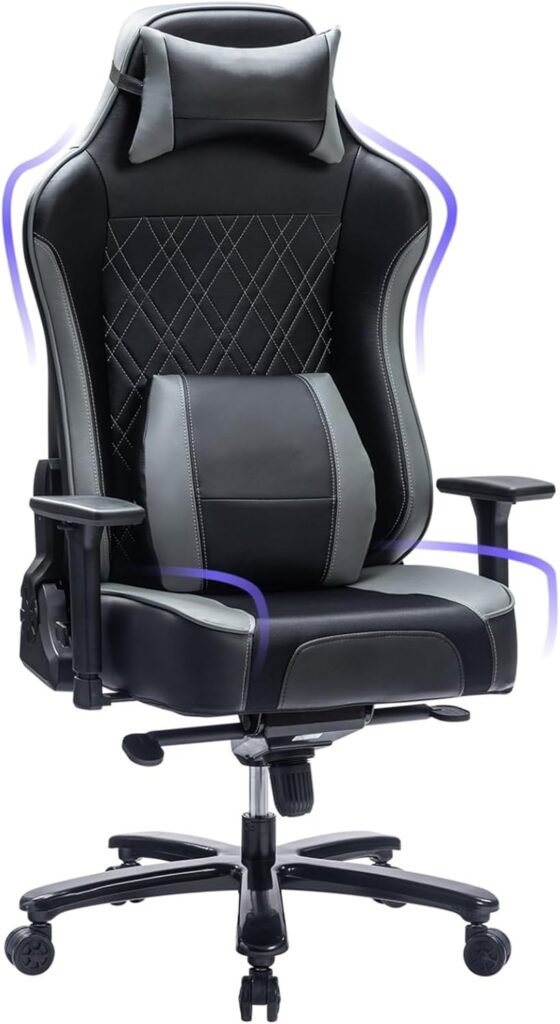 Fantasylab 400lb Gaming Chair Big and Tall Gaming Chair Breathable Computer Chair, 3-D Adjustable Armrest Air-Cooling System Heavy Duty Metal Base