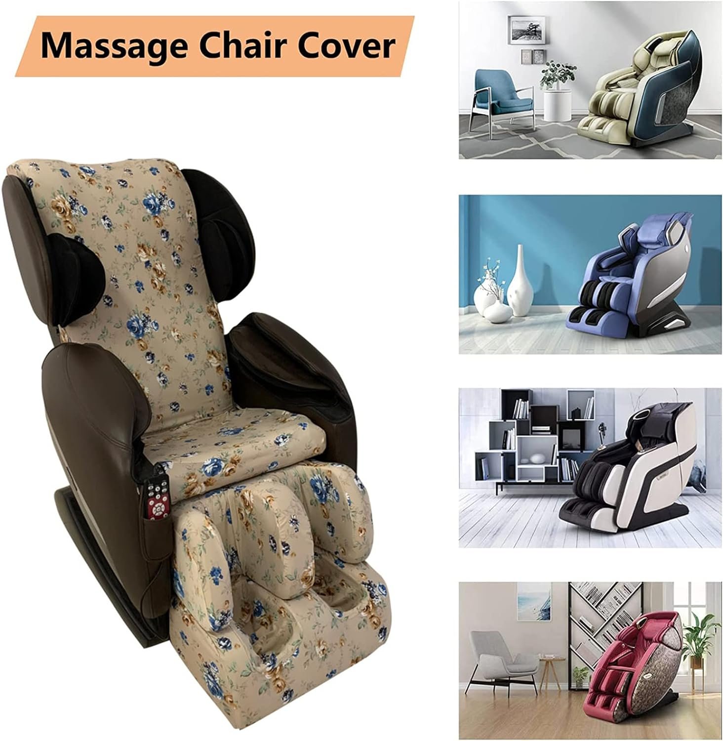 FBKPHSS Full Body Shiatsu Massage Chair Cover, Universal Massage Chair Dust Protection Cover Removable and Washable Stretch Fabric Massage Chair Cover,Package 1,Color 4