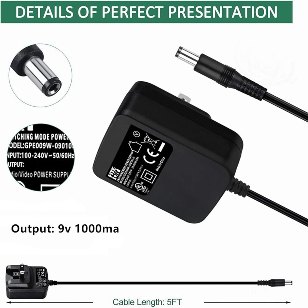 FITE ON 9V 1A AC/DC Adapter for X Rocker Game Gaming Chair 5127101 5142101 UL Listed X Rocker Power Supply Cord Charger